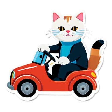 Cat driving  sticker