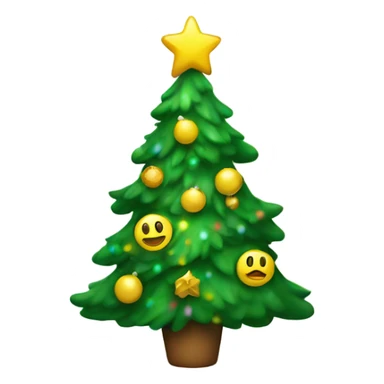 A Christmas tree with smiley faces on it sticker