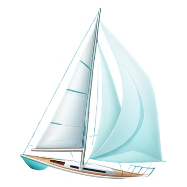 An icon featuring a sleek sailboat with billowing sails cutting through the waves. The design includes the boat's mast, a wind-filled sail, and water splashes, symbolizing the thrill and skill of sailing. Transparent background highlights the elegance and power of wind-driven sports. sticker