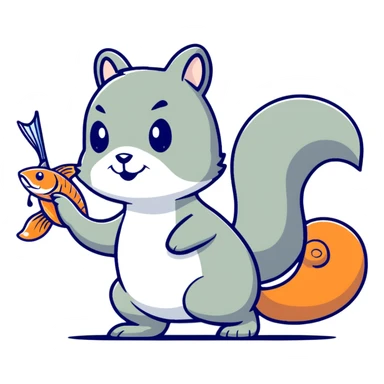 squirrel fighting with a fish as a weapon sticker