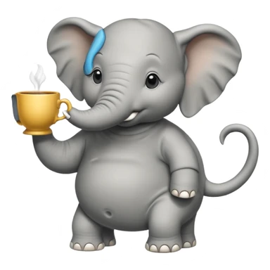elephant with tea cup sticker