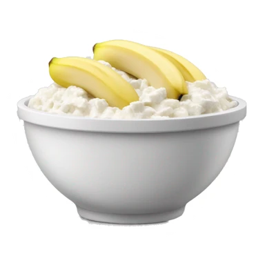 Cottage cheese in a bowl with banana slices as a topping sticker