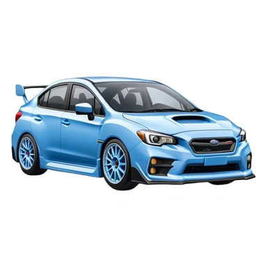 baby blue subaru impreza wrx sti with white rims sticker