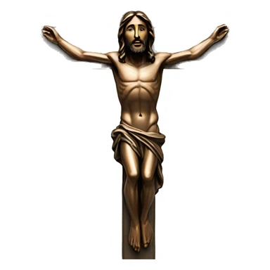 bronze, jesus on crucifix, reaching up sticker