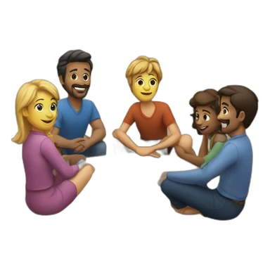 people sitting around a round table. No cropping. sticker