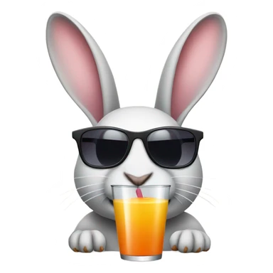 Rabbit with sunglasses and drinking juice sticker