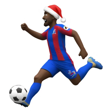 Black Crystal Palace football player scoring a goal with a Santa hat sticker