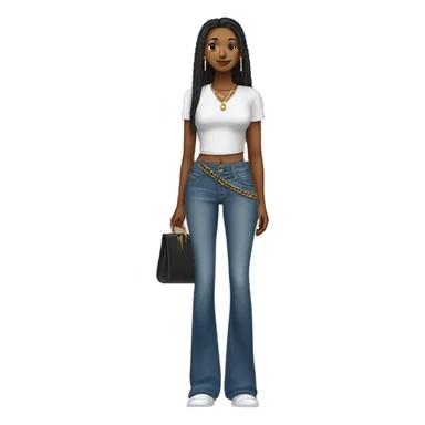 wide leg pair of jeans with a chain wallet sticker