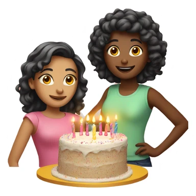 Girls and a birthday cake  sticker