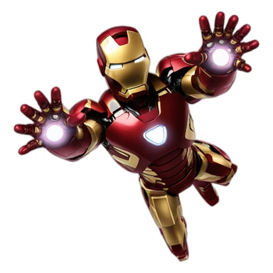 iron man flying in the air while shotin laizer sticker