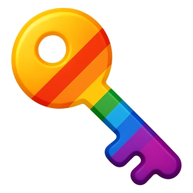 gay pride emoji, rainbow key, symbolic and bright sticker