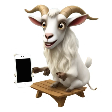 A surfing goat and a goat texting on the phone at the beach sticker