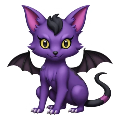 Black batty vampiric scary spooky dark dusky gloomy cute handsome beautiful pretty Liepard-Noibat-Delcatty-Pokémon-fusion sticker