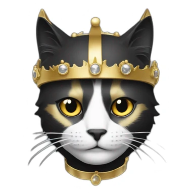 chat noir et blanc avec une couronne en or sticker