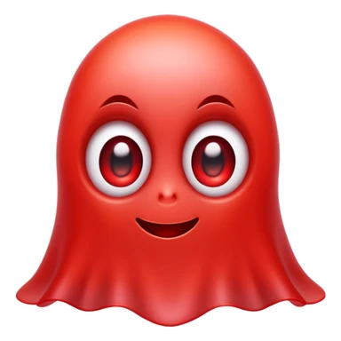 Cute red ghost character with big adorable eyes and a small smile sticker
