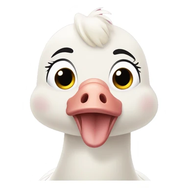 Goose silly face pink bow pigtails wink sticker