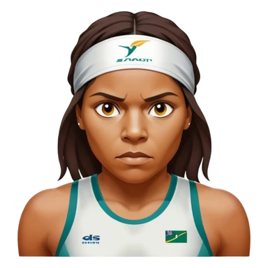 Cinematic Realistic portrait of Cathy Freeman, shown as an iconic Australian athlete with a focused, determined expression and modern athletic attire accented with subtle native motifs, rendered in dynamic, vibrant lighting sticker