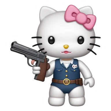 Hello kitty holding a gun sticker