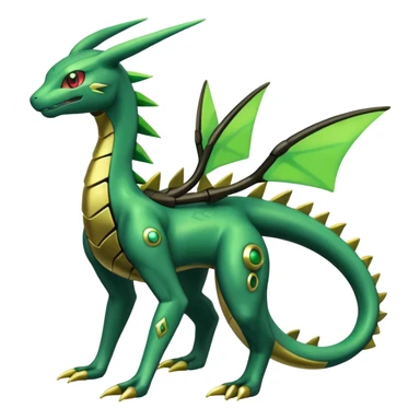 Shiny 4-legged Electrike-Rayquaza-Virizion-Zygarde-Flygon-Leafeon-fusion, full body sticker
