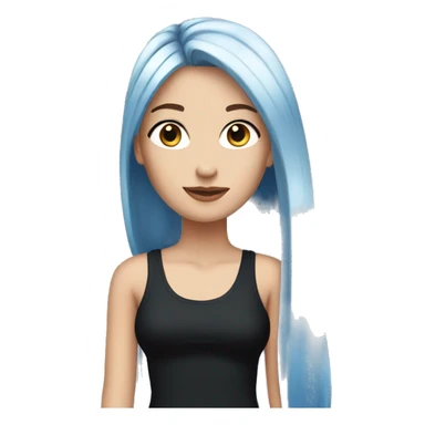 white girl with long straight dark blue hair wearing black tank top sticker