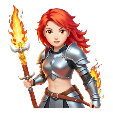 woman fire armored warrior sticker
