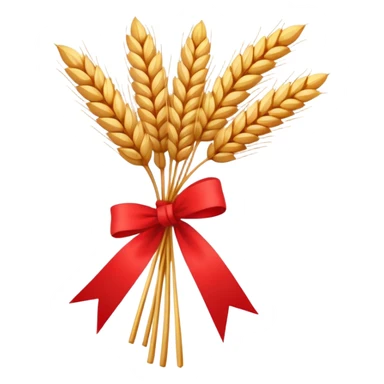 Emoji of a bundle of wheat tied with a ribbon, flat style, simple, white background sticker