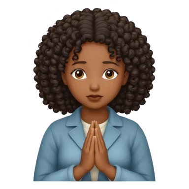 Curly hair Black women praying sticker