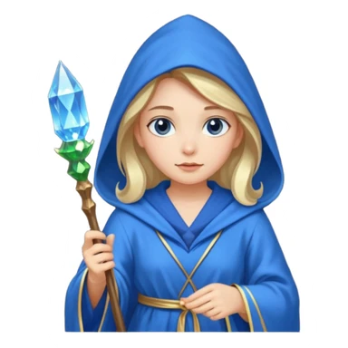 girl Wizard in blue robe with crystal-topped staff sticker