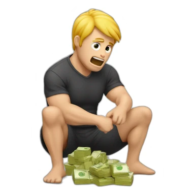 A programmer wrestling a currency problem sticker