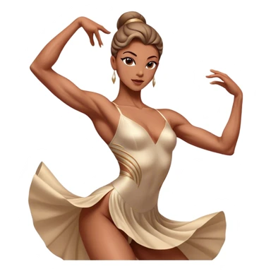 Cinematic Realistic Dance Poses, an elegant dancer mid-motion, muscles tensed with control, soft fabric of their attire flowing with movement, dramatic lighting highlighting the graceful lines, glowing with passion and poise. sticker