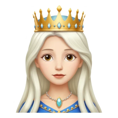 White Long Haired Women, Queen with crown — soft expression, moonlight tone sticker