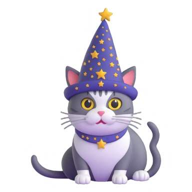 cat magician with a starry hat sticker