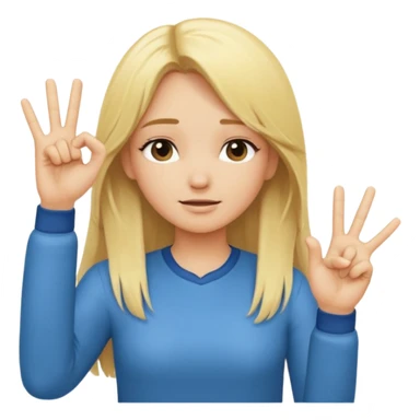 blonde cartoon girl long hair making time out gesture hands making "t" sign sticker