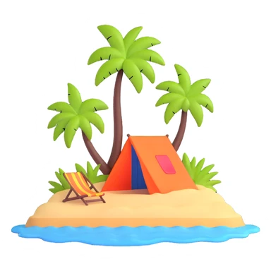 tropical beach with bright sun and colorful beach umbrella sticker