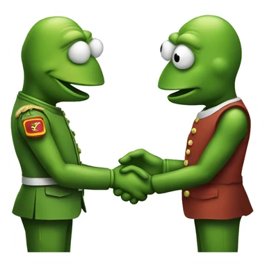 two pepes handshake sticker