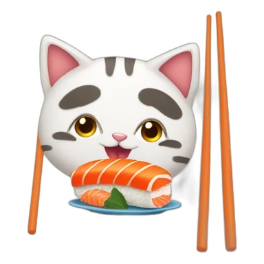 cat eating sushi at their birthday party sticker