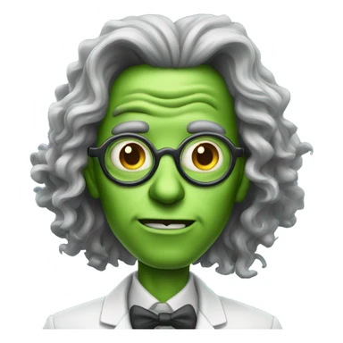 crazy alien scientist with long wavy hair  sticker
