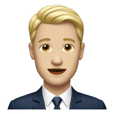 A white  man with red lipstick wearing a navy suit  sticker