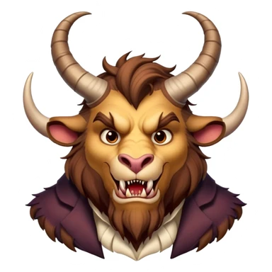 Beast from Beauty and the Beast, furry creature with horns and fangs wearing elegant clothes sticker