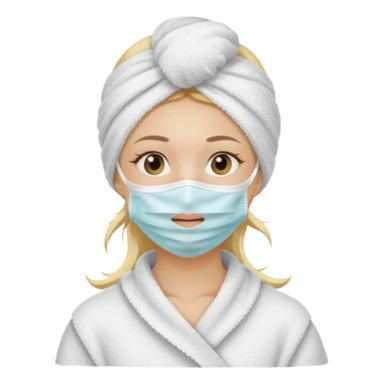 Chica rubia con toalla en la cabeza y mascarilla en la cara sticker