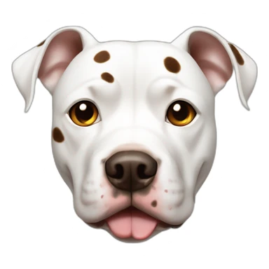 white pitbull dog with brown spots in the face and a big spot in the eye sticker