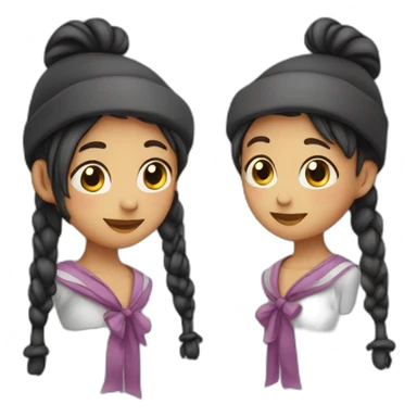 a girl with pigtails in a hat sticker