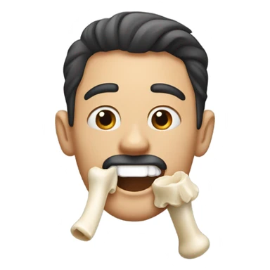 Guy with half a dog bone in his mouth sticker