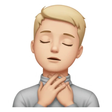 Guy with his hands on his neck with his eyes closed looking up sticker