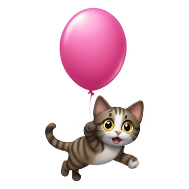 Cat being lifted by a balloon sticker