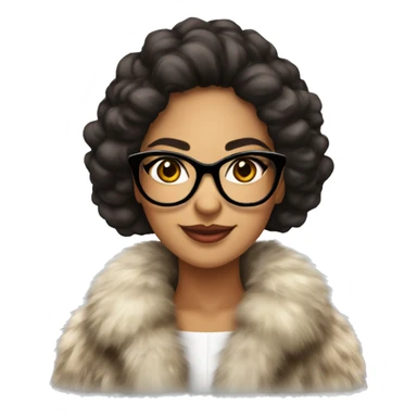 Beautiful gorgeous Hispanic girl wearing fur coat and fancy glasses sticker