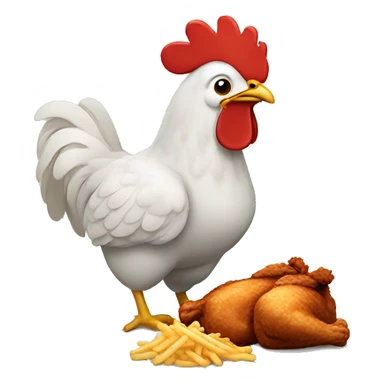 Chicken eating fried chicken sticker