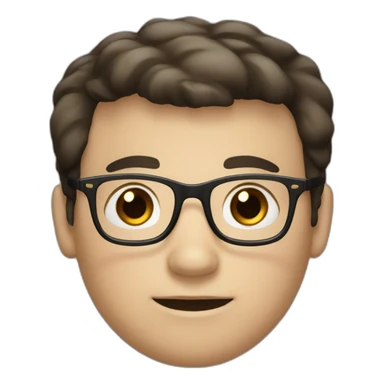 white skin fat boy with brown eyes and glasses and a mustache and black hair sticker