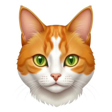 A mix breed cat (domestic shorthair and Arabian mau) with white fur, three ginger spots on its back, a ginger tail, and yellow-green eyes sticker