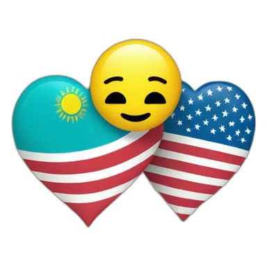 An American and Kazakh flag joined by a heart sticker